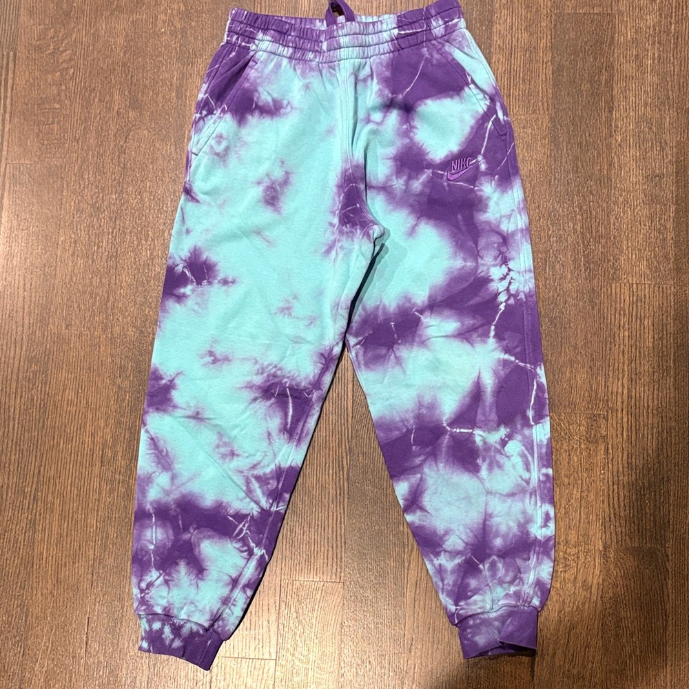 Nike Kids Tie-Dye Terry Pants - Purple and Teal - Size Youth L - Immaculate!